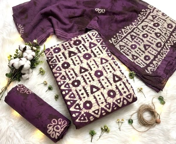 Royal Purple Wax Batik Print Fabric with Soft Feel, Long Lasting Print Quality Color Set Matching Dress Material Wholesale