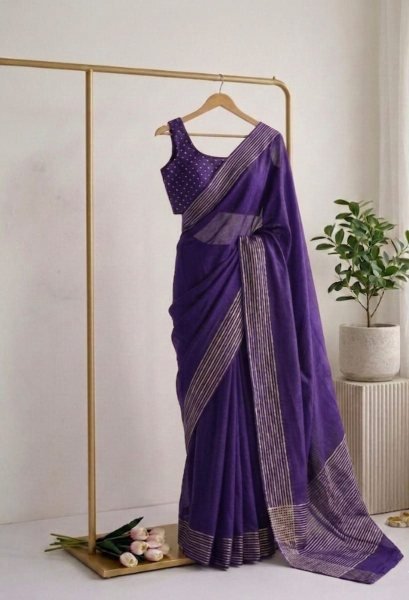 Royal Purpul Traditional Silk Saree with Zari Work and Designer Blouse Silk Sarees Wholesale