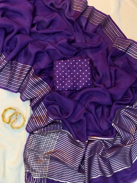 Royal Purpul Traditional Silk Saree with Zari Work and Designer Blouse Silk Sarees Wholesale