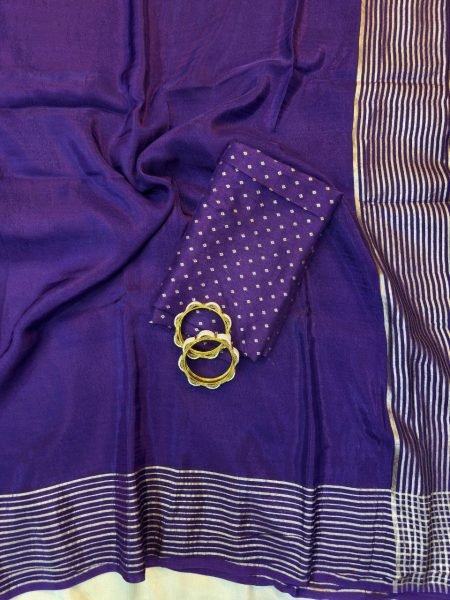 Royal Purpul Traditional Silk Saree with Zari Work and Designer Blouse Silk Sarees Wholesale