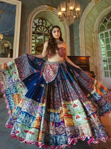 Royal Raas Maslin Cotton Lehenga with Digital Print &  Mirror Work for Navratri Nights  Lehenga