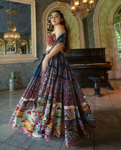 Royal Raas Maslin Cotton Lehenga with Digital Print &  Mirror Work for Navratri Nights Navratri Lehnega Choli