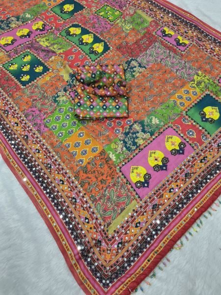 Royal Rani Pink   Coral Multi Color Heavy Embroidered Designer Saree Bollywood Fancy Sarees Wholesale