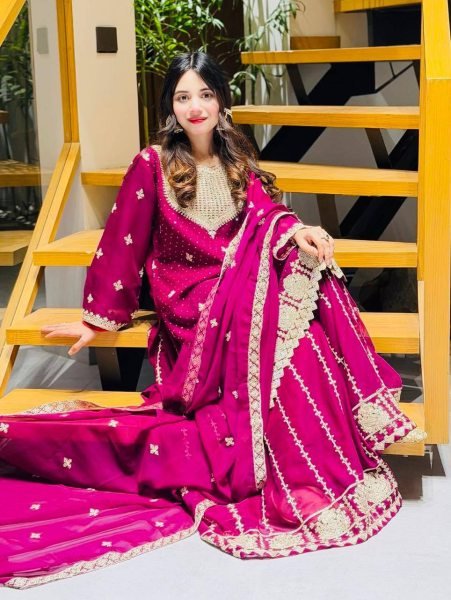 Royal Rani Pink Fox Georgette Embroidered Sharara Set for Women Ready To Wear Collection