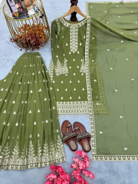 wholesale embroidered sharara suit with dupatta for festive season Ready To Wear Collection
