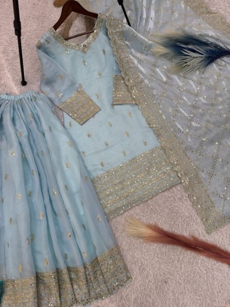 Royal Silk Embroidered Plazzo Suit Set  Ready To Wear Collection