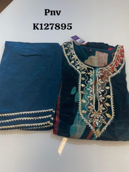 Royal Silk Muslin Kaftan Set with Real Mirror & Gota Detailing Festive Ready Look Kaftan 