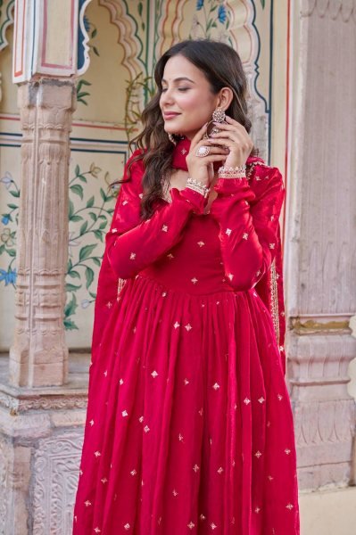 Royal Teal Green Fendi Silk Anarkali Suit with Sequence Embroidery   Dupatta Ready To Wear Collection