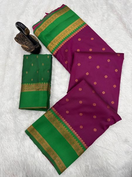 Royal Two Tone Maroon Soft Silk Saree with Dual Zari Weaving for Special Occasions South Indian Saree 