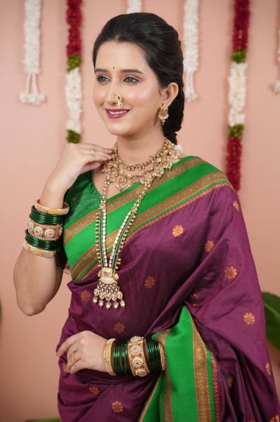 Royal Two Tone Maroon Soft Silk Saree with Dual Zari Weaving for Special Occasions South Indian Saree 