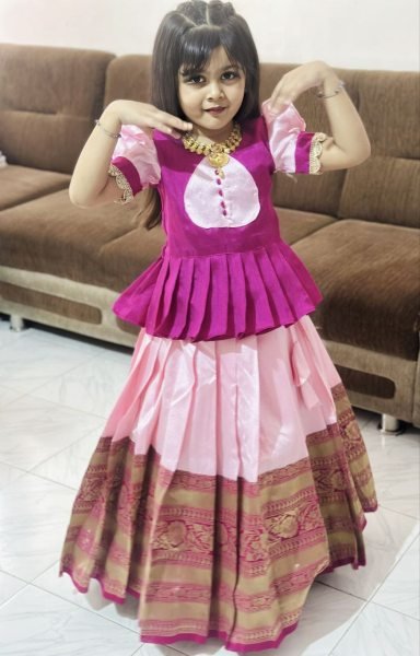 Royal Zari Lichi Silk Lehenga Set for Girls Wedding Ready Elegance Girls Wear