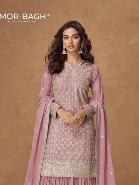 Rushika Chinon Salwar Suit Aashirwad Mor Bagh Catalog Wholesale Designer Plazzo Salwar Suits Wholesale