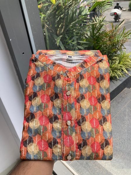 Rust Blossom Printed Kurta Classic Wedding Guest Look in Pure Cotton Comfort Kurta Pajama Wholesale