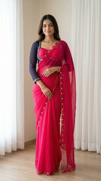Sabyasachi Inspired Pink Saree with Designer Madhubala Blouse for Women Designer Wedding Sarees Wholesale