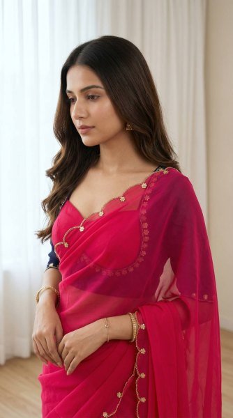 Sabyasachi Inspired Pink Saree with Designer Madhubala Blouse for Women Designer Wedding Sarees Wholesale