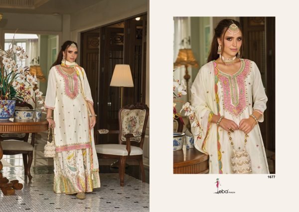 Safroon 3 Designer Chinon Suit by Eba Partywear Pakistani Style Festival Wedding Special Salwar Kameez 2025 Designer Plazzo Salwar Suits Wholesale