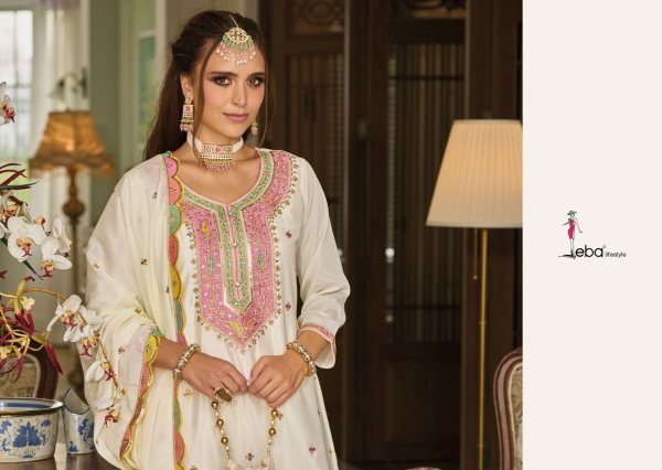 Safroon 3 Designer Chinon Suit by Eba Partywear Pakistani Style Festival Wedding Special Salwar Kameez 2025 Designer Plazzo Salwar Suits Wholesale