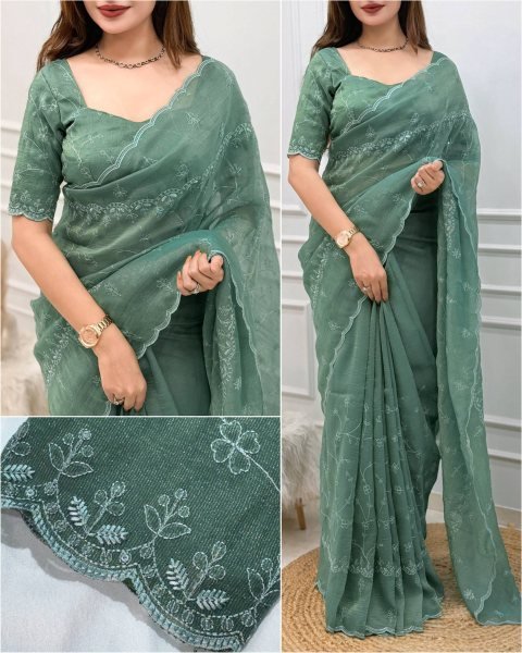 Sage Green Status Silk Saree with Full Body Self Zari Weaving For Festival Collection Silk Sarees Wholesale