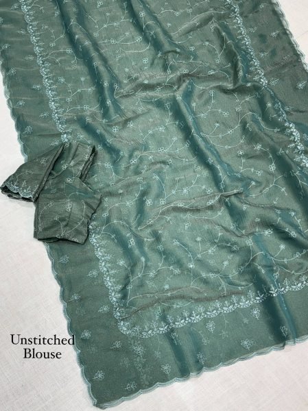 Sage Green Status Silk Saree with Full Body Self Zari Weaving For Festival Collection Silk Sarees Wholesale