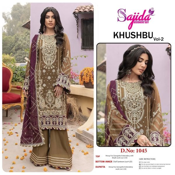 Sajida Designer SD 1045 Khushbu Georgette Embroidered Pakistani Suit for Resellers Pakistani Suits Wholesale
