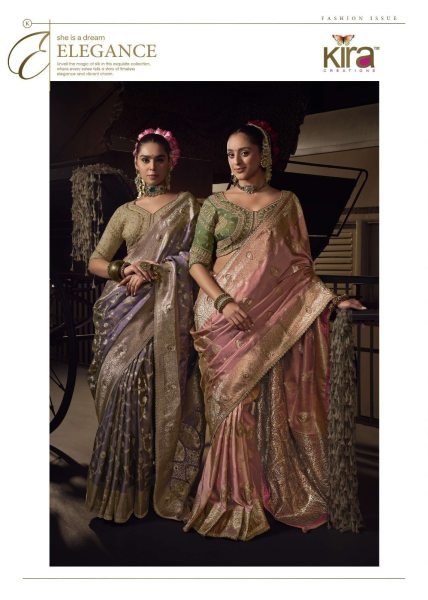 Salmon Pink Woven Viscose Tissue Silk Saree Paired With Contrast Green Blouse Banarasi Saree Wholesale