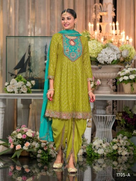  Sangeet Ready Emerald Green Patiala Look Chinon Suit for Bridesmaids  & Young Women Salwar Kameez