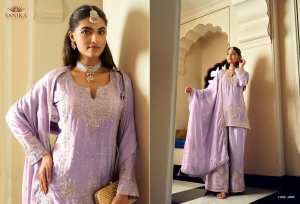  Sanika Gulrang Heavy Chinnon Silk Suits Festive Collections Wholesale Designer Plazzo Salwar Suits Wholesale