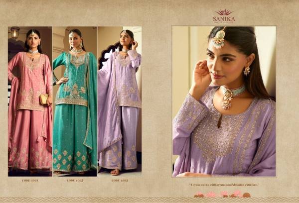  Sanika Gulrang Heavy Chinnon Silk Suits Festive Collections Wholesale Designer Plazzo Salwar Suits Wholesale