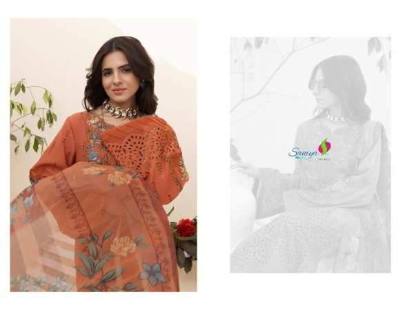 Saniya Cotton With Embroidered Orange Color Suit Set  Churidar Salwar Suits Wholesale