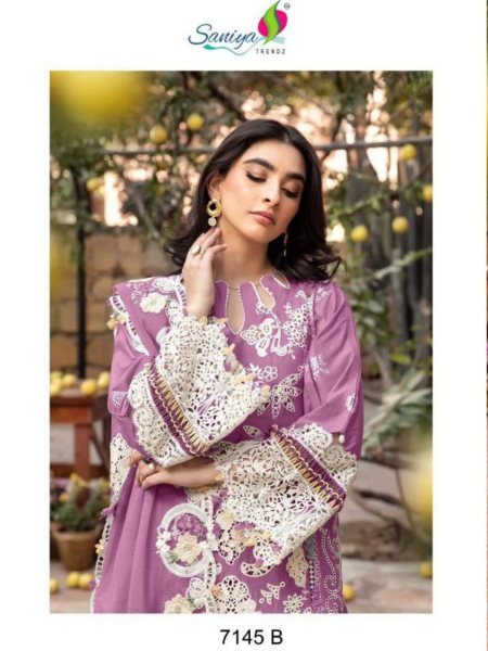 Saniya Trendz 7145 Cotton Chikankari Embroidered Pakistani Suits  Salwar Kameez
