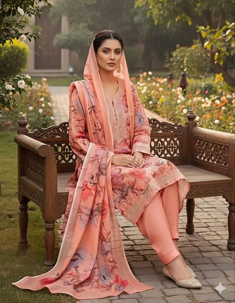 Sarvya Peach Mal Cotton Suit Material with Dupatta for Regular Wear Punjabi Dress Materials Wholesale