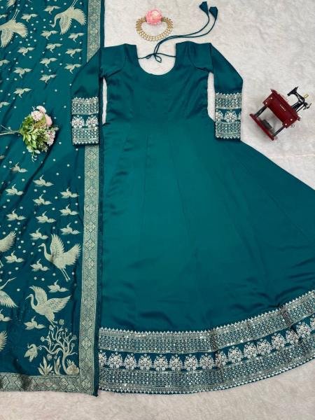 Satin silk Anarkali Gown Collection  At Wholesale Rate Ready To Wear Collection