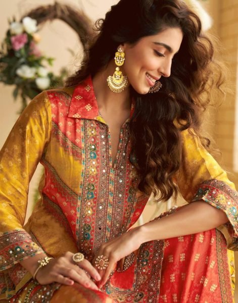 Sayuri Aura Premium Crep Silk Mirror Work 3 Piece Coord Sets at Wholesale Launch Full Set Salwar Kameez