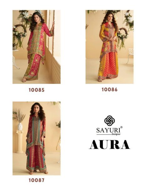 Sayuri Aura Premium Crep Silk Mirror Work 3 Piece Coord Sets at Wholesale Launch Full Set Salwar Kameez