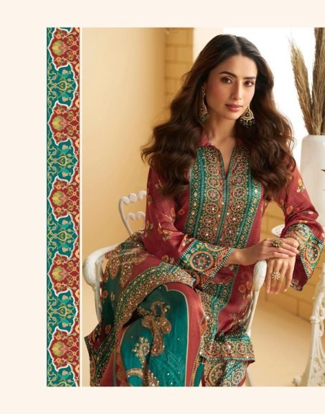 Sayuri Aura Premium Crep Silk Mirror Work 3 Piece Coord Sets at Wholesale Launch Full Set Salwar Kameez