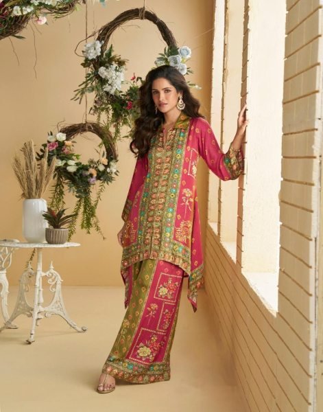 Sayuri Aura Premium Crep Silk Mirror Work 3 Piece Coord Sets at Wholesale Launch Full Set Salwar Kameez
