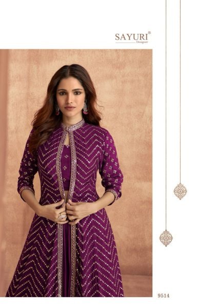 Sayuri Designer Impression Purple Chinon Silk Lehenga Choli   Wedding Bridal Dress Wholesale