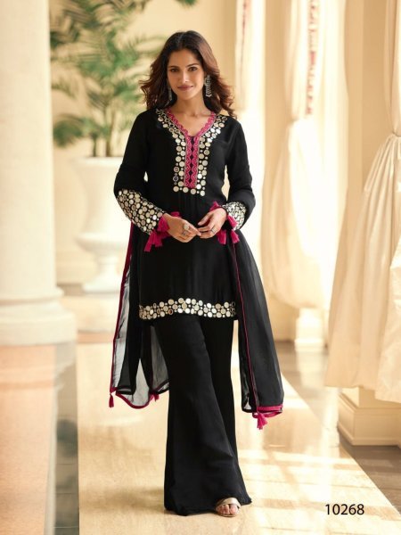 Sayuri Designer Mirror Crepe Silk with Real Mirror Hand Work Readymade Suit 