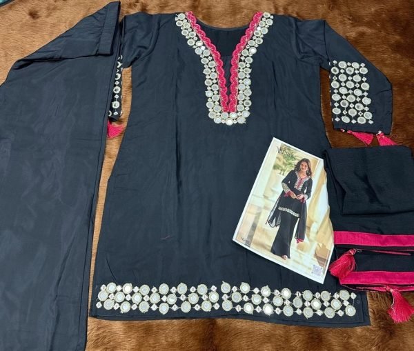 Sayuri Designer Mirror Crepe Silk with Real Mirror Hand Work Readymade Suit Full Set Salwar Kameez