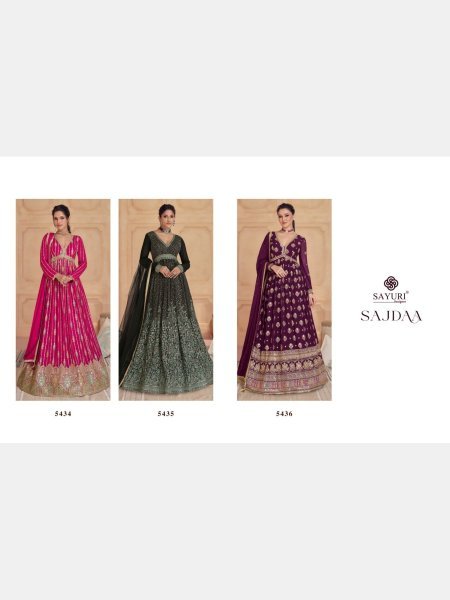 Sayuri Designer Pink Real Gerogette With  Embroidery Sequence work Gown Collection  Anarakali Gown Wholesale