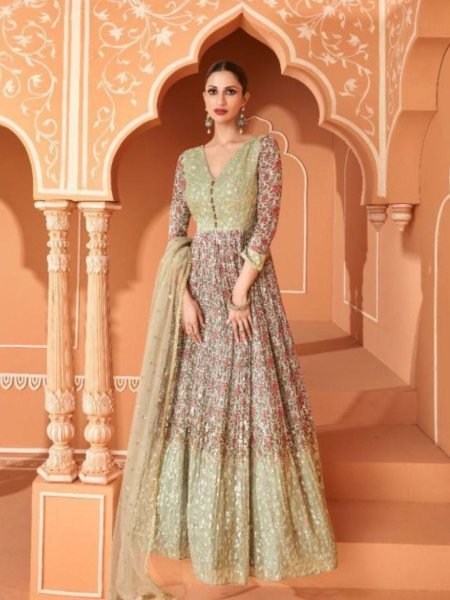 Sayuri Designer Printed Fox Georgette Embroidered Gown Pant With Dupatta  