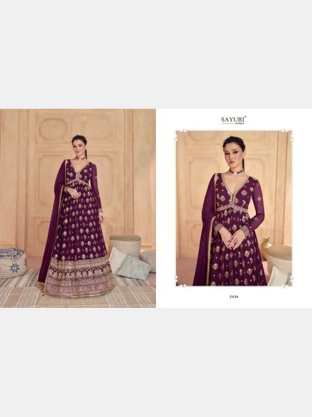 Sayuri Designer Purple Real Gerogette With  Embroidery Sequence work Gown Collection  Anarakali Gown Wholesale