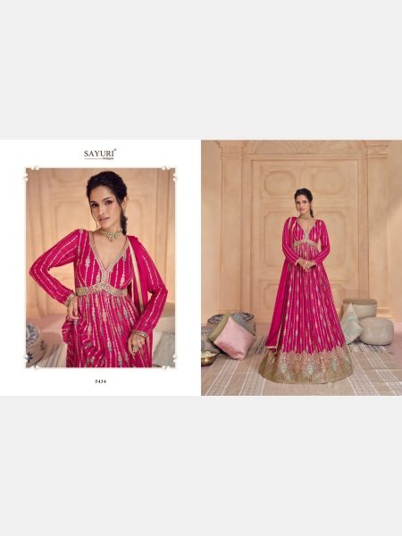 Sayuri Designer Purple Real Gerogette With  Embroidery Sequence work Gown Collection  Anarakali Gown Wholesale