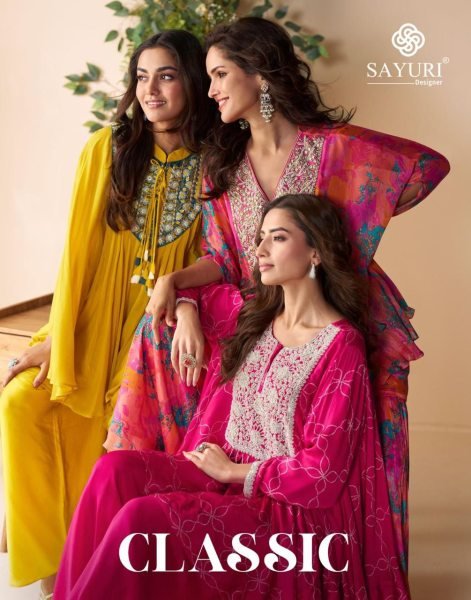 Sayuri Hot Pink Chinon Silk Poncho Palazzo Suit For Export at Factory Price Designer Plazzo Salwar Suits Wholesale