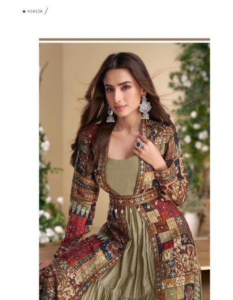 Sayuri Janvi Georgette Indo Western Gown With Shrug Designer 4Pc Set Full Set Salwar Kameez