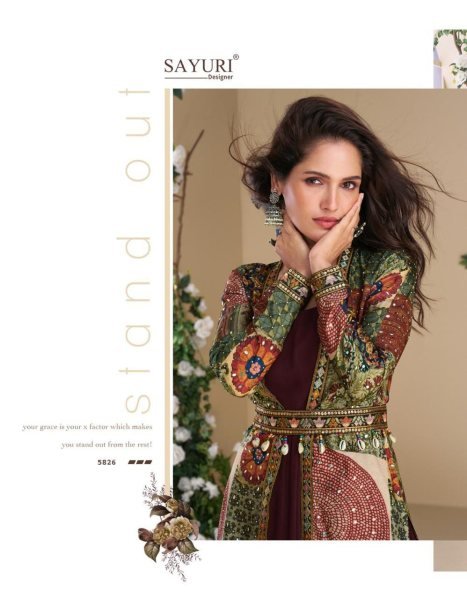 Sayuri Janvi Georgette Indo Western Gown With Shrug Designer 4Pc Set Full Set Salwar Kameez