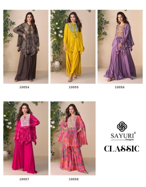 Sayuri Lavender Chinon Silk Designer Poncho Set For Boutiques and Resellers Designer Plazzo Salwar Suits Wholesale