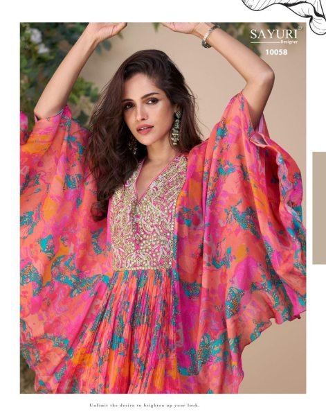 Sayuri Multi Pink Chinon Silk Indo Western Set For Partywear at Bulk Price Designer Plazzo Salwar Suits Wholesale