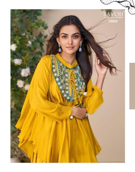 Sayuri Mustard Yellow Chinon Silk Palazzo Suit At Manufacturer Rate for Export Designer Plazzo Salwar Suits Wholesale