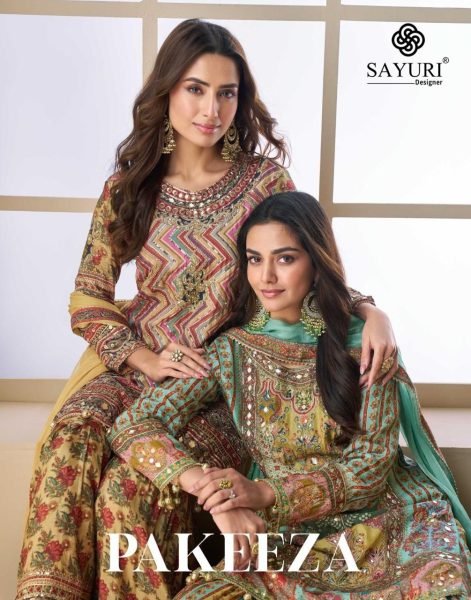  Sayuri Pakeeza Multicolor Palazzo Suit with Aari Work Festive Ready Salwar Kameez  Designer Plazzo Salwar Suits Wholesale